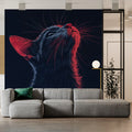 Neon Feline Mural Wallpaper — Modern Artistic Cat Illustration Mural Wallpaper - pure wallpaper artwork