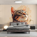 Ginger Tabby Cat Portrait Mural Wallpaper — Artistic Pet Decor Mural Wallpaper - pure wallpaper artwork