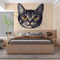 Tabby Cat Portrait Mural Wallpaper — Bold Illustrative Style Mural Wallpaper - pure wallpaper artwork