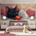 Sleeping Animal Friends Mural Wallpaper —Whimsical Painted Design Mural Wallpaper - pure wallpaper artwork