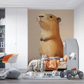 Gentle Capybara Mural Wallpaper — Whimsical Animal Illustration Mural Wallpaper - pure wallpaper artwork