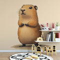 Friendly Capybara Mural Wallpaper — Soft Brown Animal Illustration Mural Wallpaper - pure wallpaper artwork