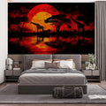 African Safari Sunset Mural Wallpaper — Bold Serengeti Silhouette Mural Wallpaper - pure wallpaper artwork