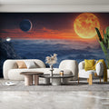 Celestial Horizon Mural Wallpaper — Cosmic Space Landscape Mural Wallpaper - pure wallpaper artwork