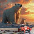 Arctic Sunset Polar Bear Mural Wallpaper —Painted Wildlife Scene Mural Wallpaper - pure wallpaper artwork