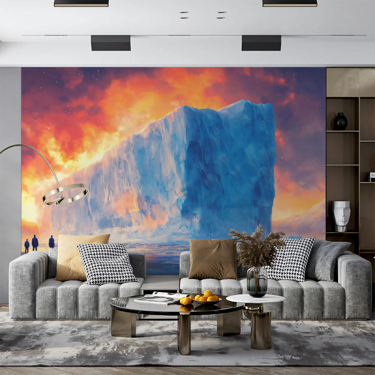 Arctic Glacier Sunset Mural Wallpaper — Dramatic Landscape Art Mural Wallpaper - pure wallpaper artwork