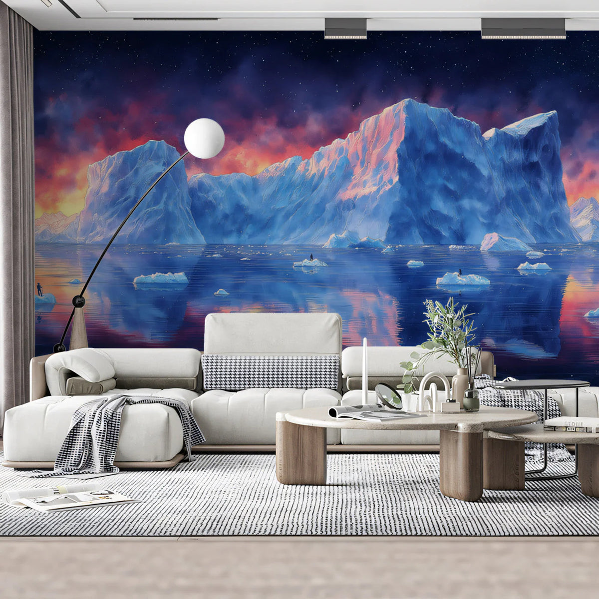 Glacial Twilight Mural Wallpaper — Dramatic Polar Landscape Mural Wallpaper - pure wallpaper artwork