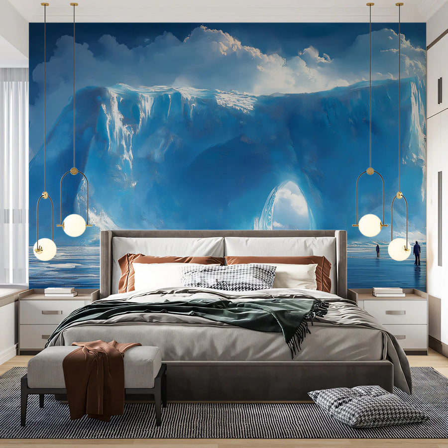 Glacial Arch Mural Wallpaper — Impressionistic Ice Landscape Mural Wallpaper
