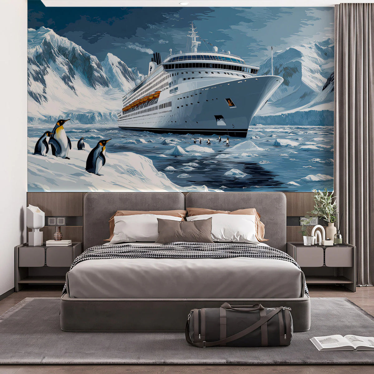 Antarctic Cruise Voyage Mural Wallpaper — Nautical Illustration Mural Wallpaper - pure wallpaper artwork