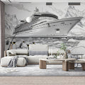 Arctic Expedition Cruise Ship Mural Wallpaper — Line Art Design Mural Wallpaper - pure wallpaper artwork