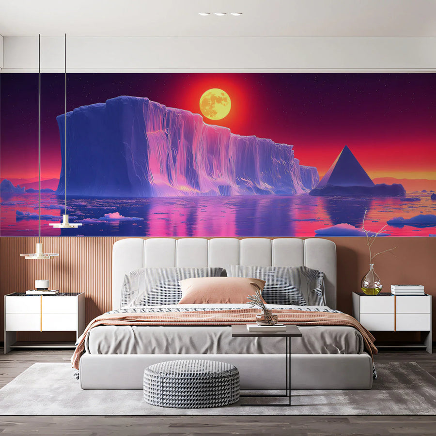 Arctic Twilight Mural Wallpaper — Vibrant Surrealist Landscape Mural Wallpaper