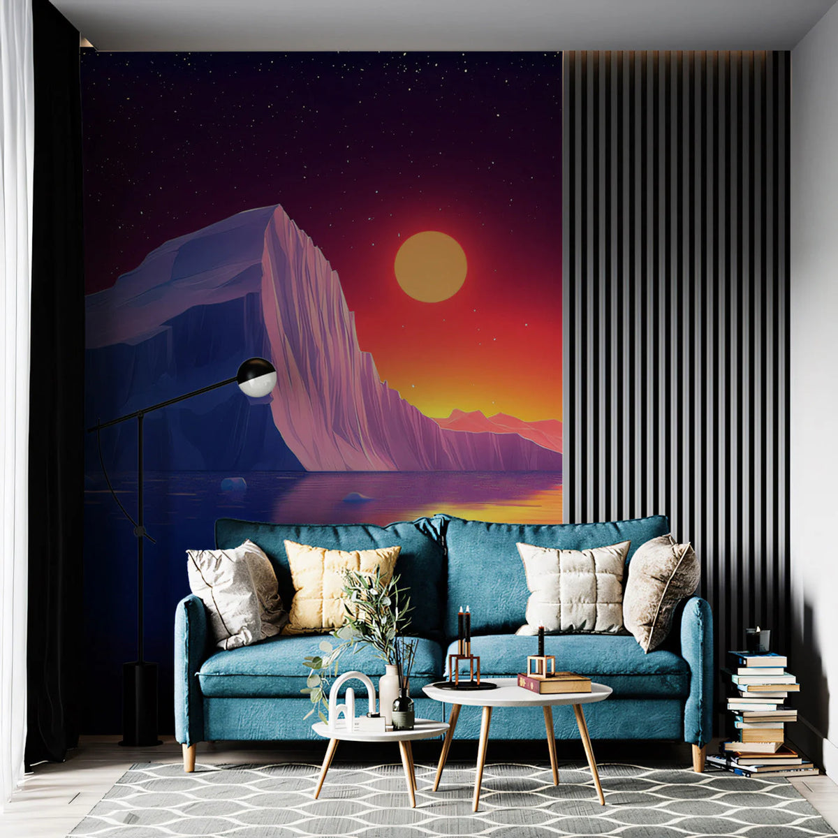 Arctic Iceberg Mural Wallpaper — Vibrant Sunset Horizon Mural Wallpaper - pure wallpaper artwork