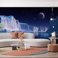 Arctic Moonscape Mural Wallpaper — Nighttime Polar Landscape Mural Wallpaper - pure wallpaper artwork