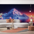 Icy Peak Sunset Mural Wallpaper — Vivid Mountain Landscape Mural Wallpaper - pure wallpaper artwork