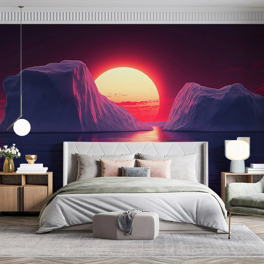 Arctic Sunset Over Glacier Mural Wallpaper —Surreal Horizon Mural Wallpaper