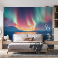 Arctic Aurora Borealis Mural Wallpaper — Ethereal Night Landscape Mural Wallpaper - pure wallpaper artwork