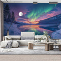 Aurora Borealis Arctic Night Mural Wallpaper — Luminous Landscape Mural Wallpaper - pure wallpaper artwork