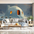 Arctic Igloo and Polar Bear Scene Mural Wallpaper —Whimsical Mural Wallpaper - pure wallpaper artwork