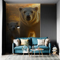 Arctic Bear Family Mural Wallpaper —Golden Sunset Horizon Mural Wallpaper - pure wallpaper artwork