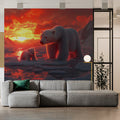 Arctic Polar Bear Family Mural Wallpaper — Sunset Landscape Mural Wallpaper - pure wallpaper artwork