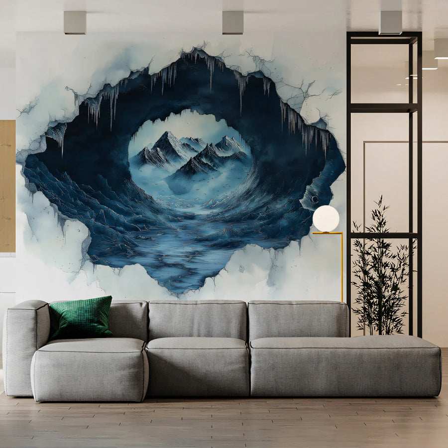 Frozen Mountain Portal Mural Wallpaper — Arctic Illusion Mural Wallpaper