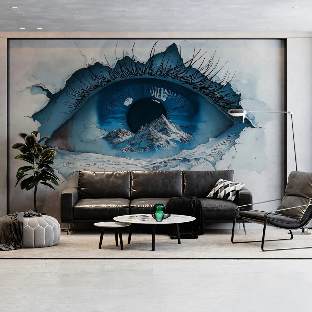 Surreal Mountain Eye Mural Wallpaper — Artistic Surrealism Mural Wallpaper - pure wallpaper artwork