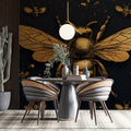 Gilded Bee Colony Mural Wallpaper — Sophisticated Dark Decor Mural Wallpaper - pure wallpaper artwork