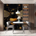 Gilded Bee Botanical Mural Wallpaper —Dark Victorian Aesthetic Mural Wallpaper - pure wallpaper artwork