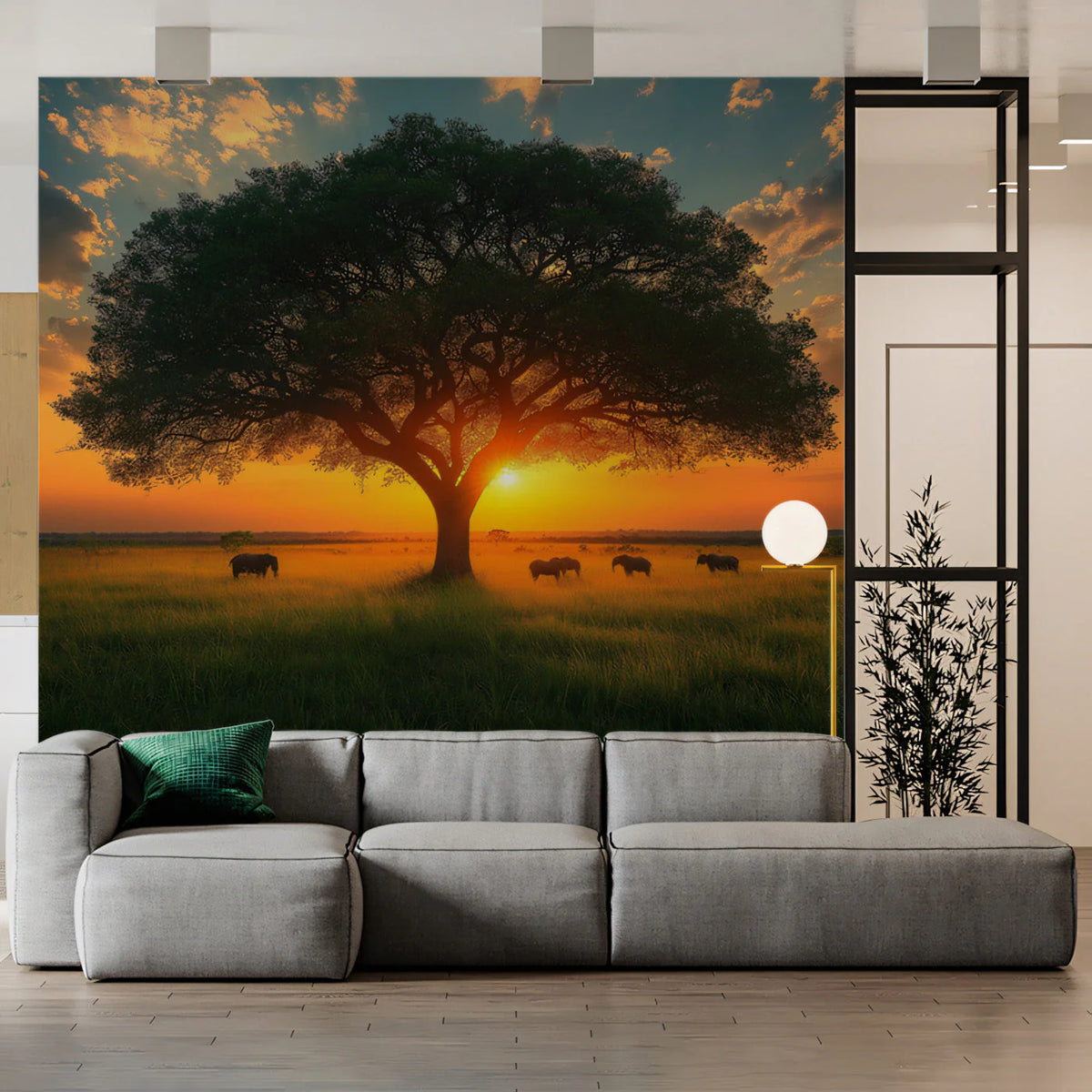 African Savannah Sunset Mural Wallpaper for Expansive Wall Spaces Mural Wallpaper - pure wallpaper artwork