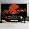 African Savannah Sunset Giraffe Mural Wallpaper — Bold Silhouette Mural Wallpaper - pure wallpaper artwork