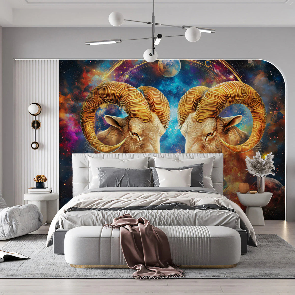 Aries Zodiac Ram Mural Wallpaper — Cosmic Space Design Mural Wallpaper - pure wallpaper artwork