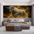 Taurus Zodiac Bull Mural Wallpaper — Celestial Gold and White Mural Wallpaper - pure wallpaper artwork