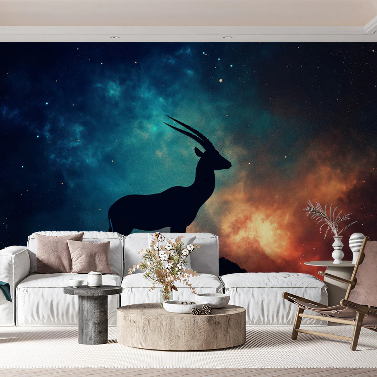 Capricorn Celestial Antelope Mural Wallpaper — Cosmic Gradient Mural Wallpaper - pure wallpaper artwork