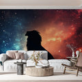 Leo Cosmic Lion Mural Wallpaper — Vibrant Nebula Art Mural Wallpaper - pure wallpaper artwork