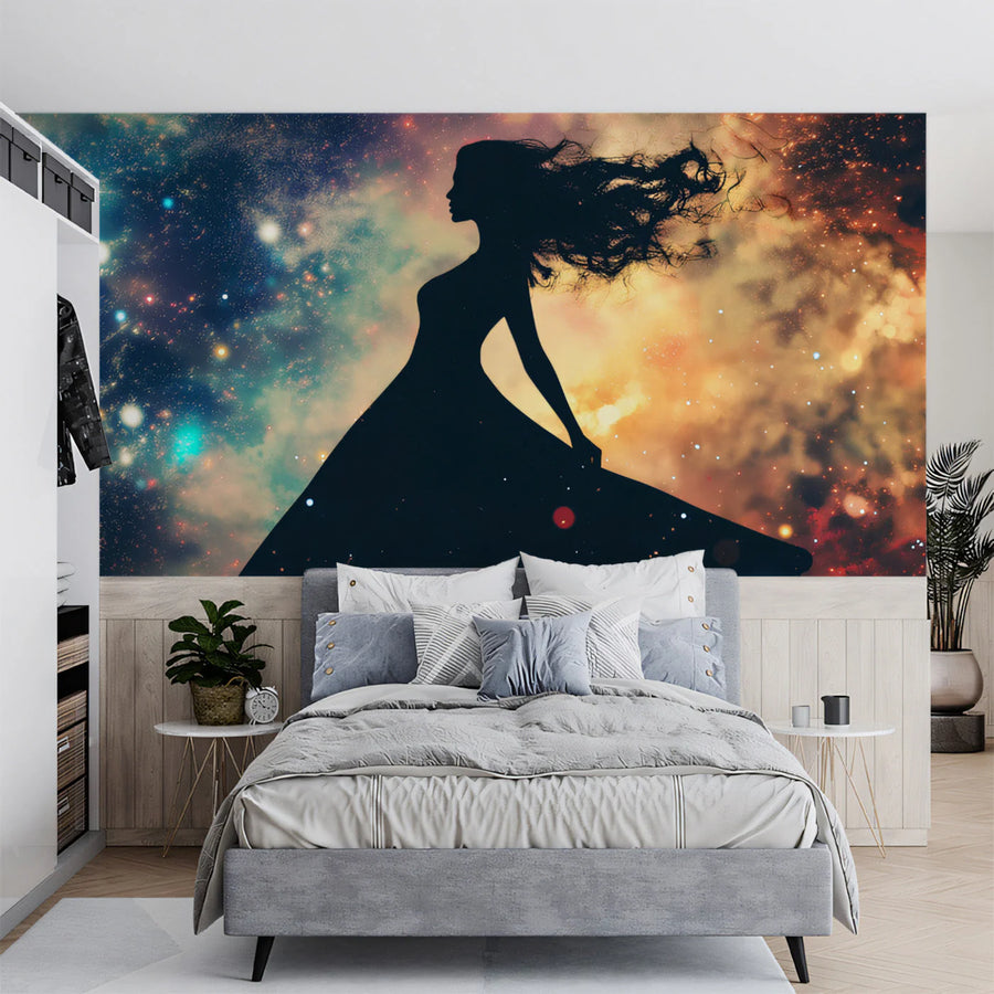 Virgo Celestial Maiden Mural Wallpaper — Dreamy Galaxy Scene Mural Wallpaper