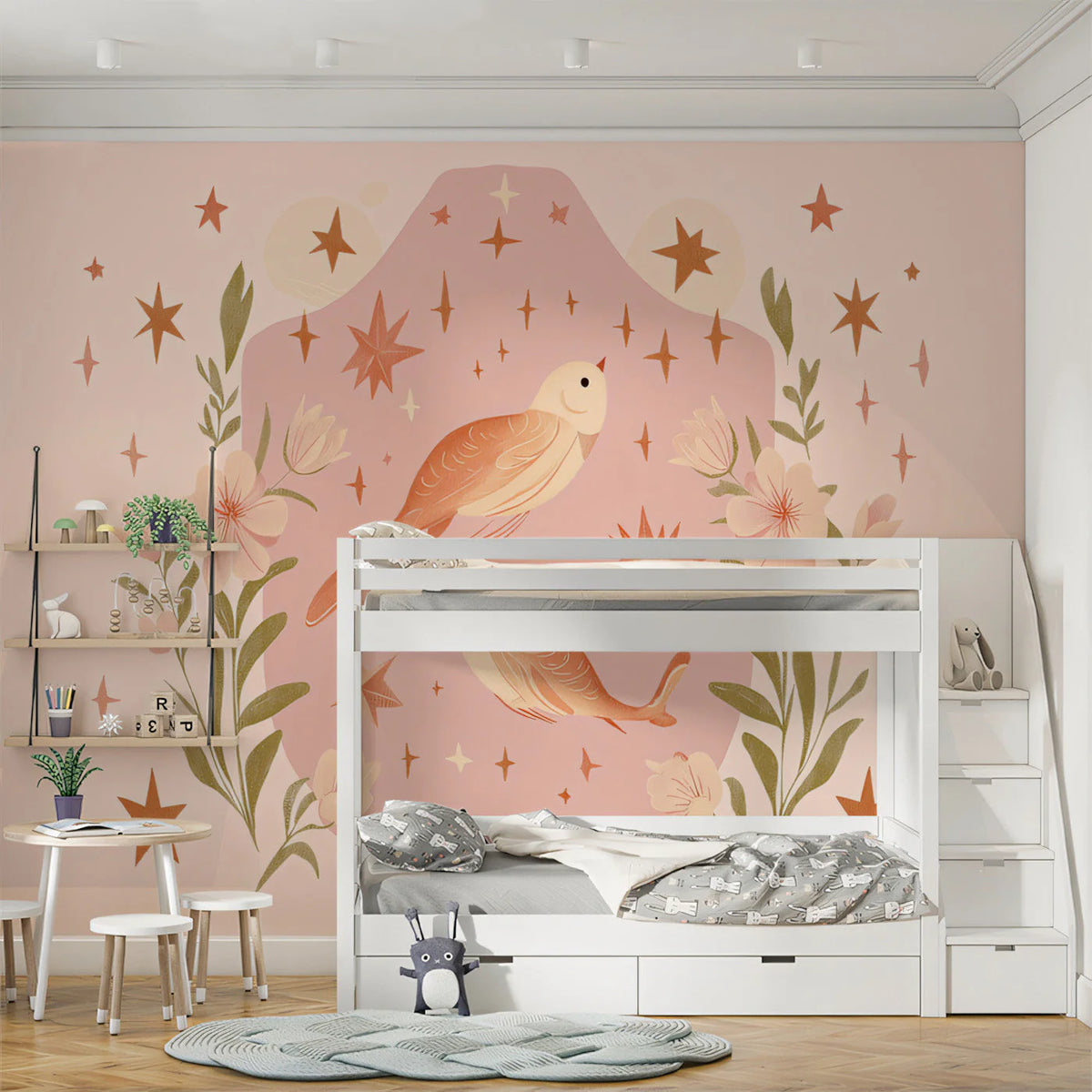 Pisces Zodiac Mural Wallpaper — Whimsical Floral Artistry Mural Wallpaper - pure wallpaper artwork