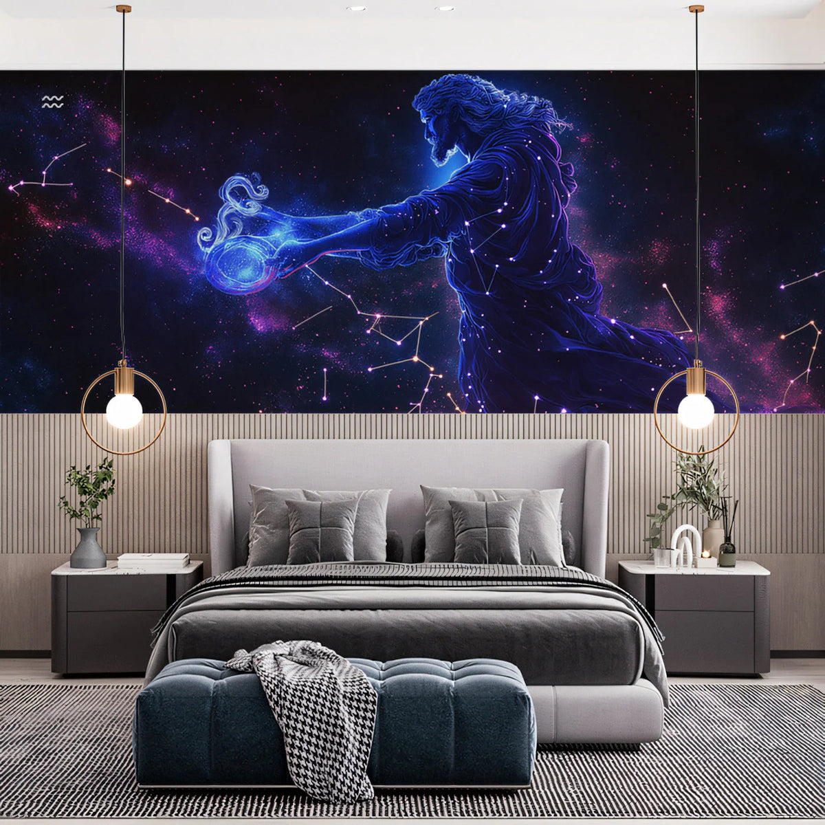 Aquarius Constellation Mural Wallpaper — Cosmic Space Design Mural Wallpaper - pure wallpaper artwork