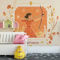 Sagittarius Archer Zodiac Mural Wallpaper — Warm Oranges and Florals Mural Wallpaper - pure wallpaper artwork