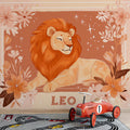 Leo Zodiac Lion Mural Wallpaper — Warm Terracotta Floral Art Mural Wallpaper - pure wallpaper artwork