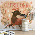 Capricorn Zodiac Botanical Mural Wallpaper — Whimsical Earthy Print Mural Wallpaper - pure wallpaper artwork