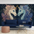 Unicorn - Themed Gemini Mural Wallpaper Soft Blues, Pinks, and Celestial Touches Mural Wallpaper - pure wallpaper artwork