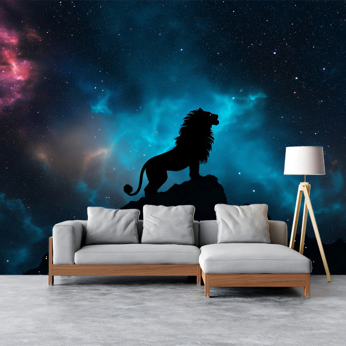 Leo Galactic Lion Mural Wallpaper — Deep Space Cosmic Design Mural Wallpaper - pure wallpaper artwork