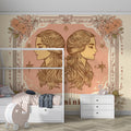 Gemini Celestial Twins Mural Wallpaper — Soft Peach and Cream Mural Wallpaper - pure wallpaper artwork
