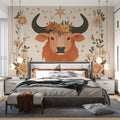 Taurus Zodiac Mural Wallpaper with Celestial Floral Motif Mural Wallpaper - pure wallpaper artwork