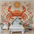Celestial Cancer Zodiac Mural Wallpaper — Vintage Astrological Art Mural Wallpaper - pure wallpaper artwork