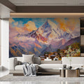 Alpine Village Oil Painting Mural Wallpaper — Impressionist Style Mural Wallpaper - pure wallpaper artwork