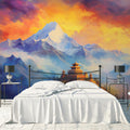 Himalayan Peak Mural Wallpaper — Vibrant Oil Painting Art Mural Wallpaper - pure wallpaper artwork