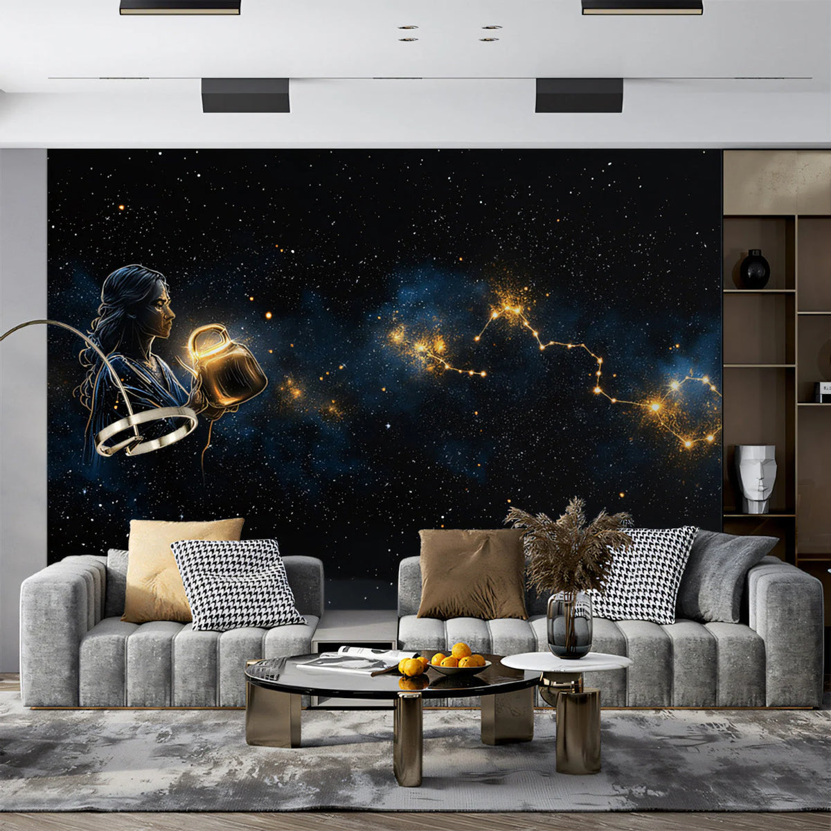 Celestial Pour Mural Wallpaper — Dreamy Night Sky Constellations Mural Wallpaper - pure wallpaper artwork