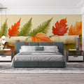 Autumn Birch and Foliage Mural Wallpaper — Rustic Seasonal Decor Mural Wallpaper - pure wallpaper artwork