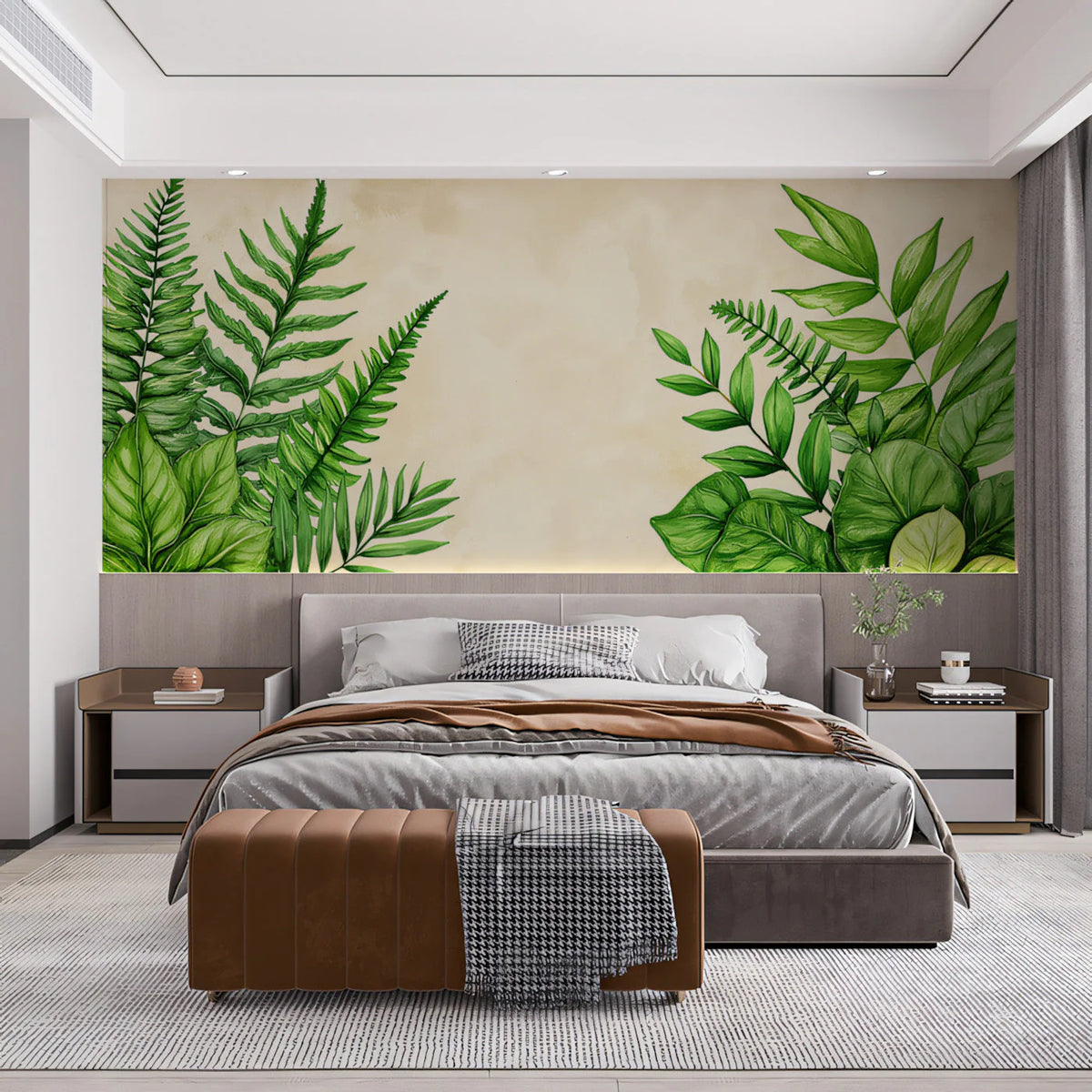 Verdant Fern and Foliage Mural Wallpaper — Botanical Art Mural Wallpaper - pure wallpaper artwork